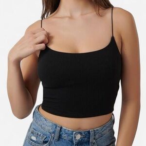 Garage Black Ribbed Crop Top